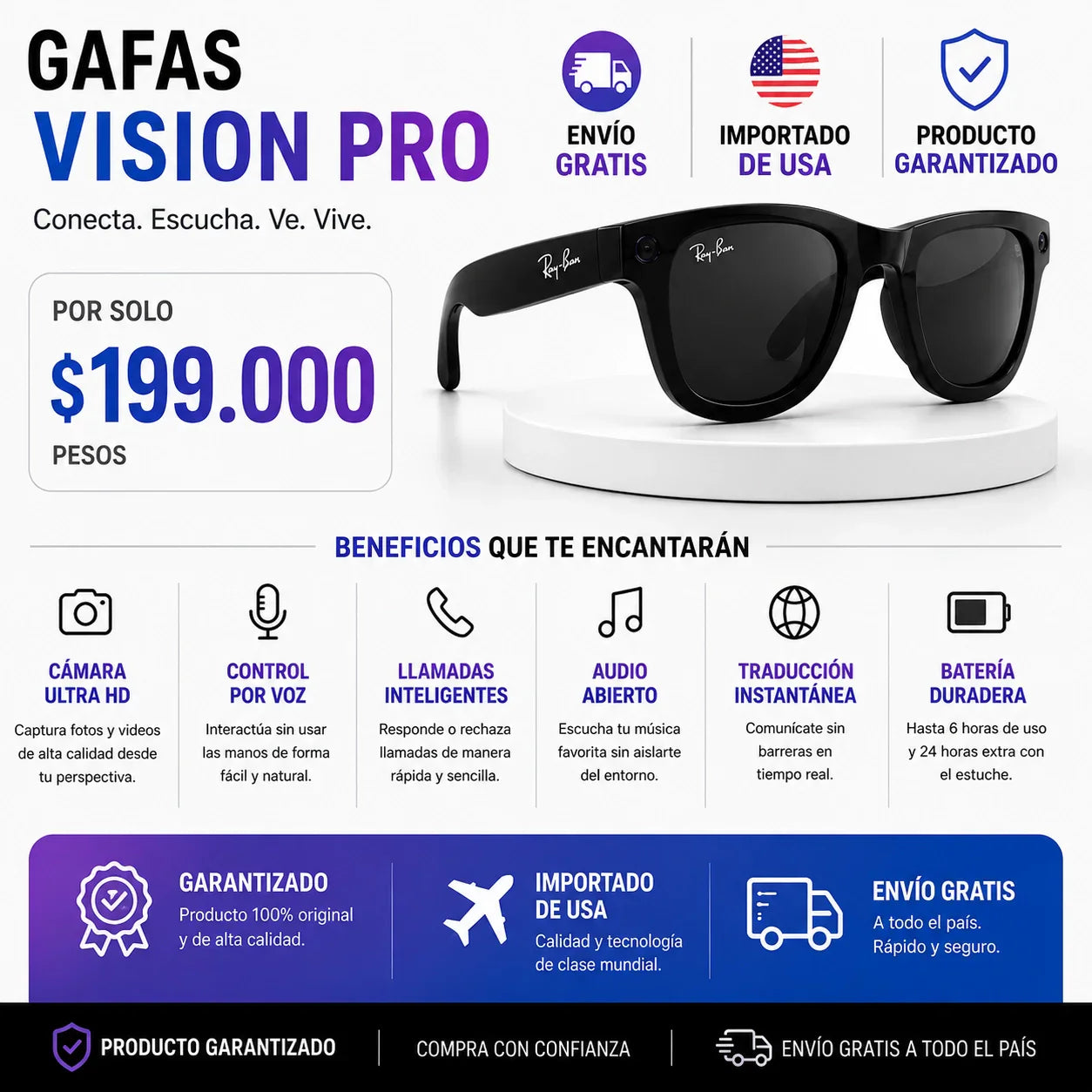 GAFAS BLUETOOTH VISION PRO | ESTILO TIPO META RAYBAN 😎🎧
