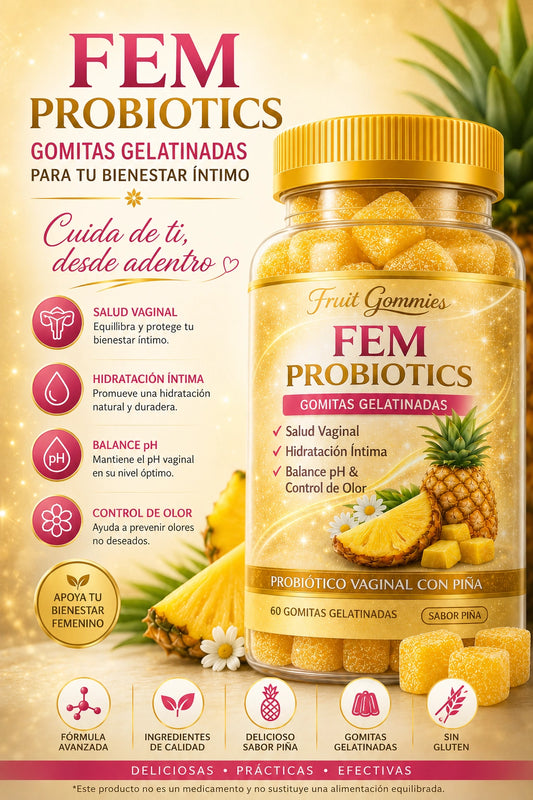 FEM PROBIOTICS: gomitas con probióticos de piña que equilibran tu flora íntima en 15 días